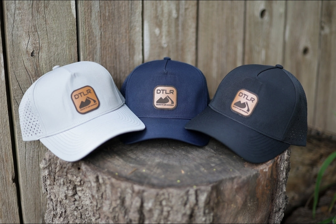 DTLR Leather Logo Performance Snapback- Grey Curved Brim