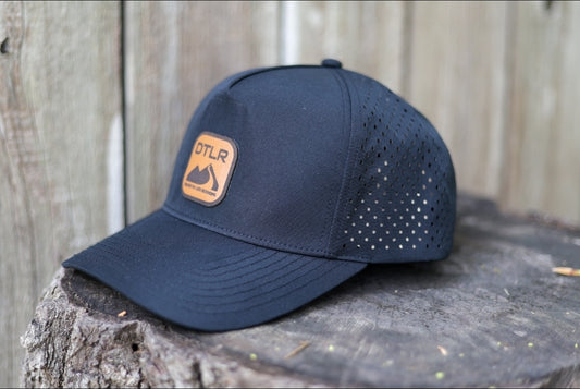 DTLR Leather Logo Performance Snapback - Black Curved Brim