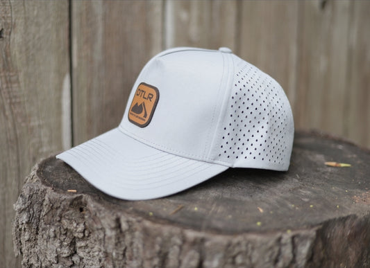 DTLR Leather Logo Performance Snapback- Grey Curved Brim