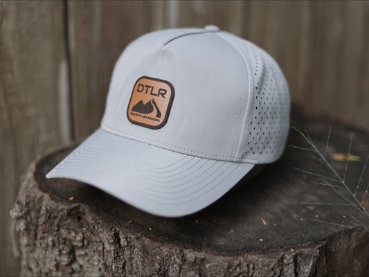 DTLR Leather Logo Performance Snapback- Grey Curved Brim
