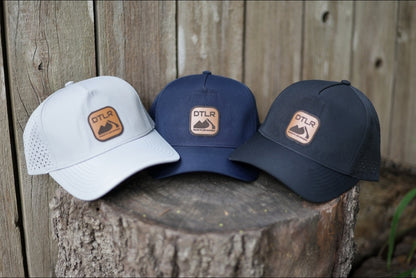 DTLR Leather Logo Performance Snapback- Grey Curved Brim